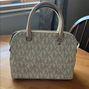 Michael Kors Cream and Gray Monogram Satchel
